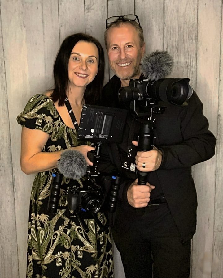 Richard and Kerry of Just Jones Films, holding their cameras
